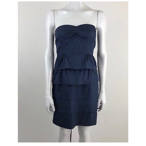 J. CREW Dress Poplin Brynn Strapless Tiered - Picture 1 of 5